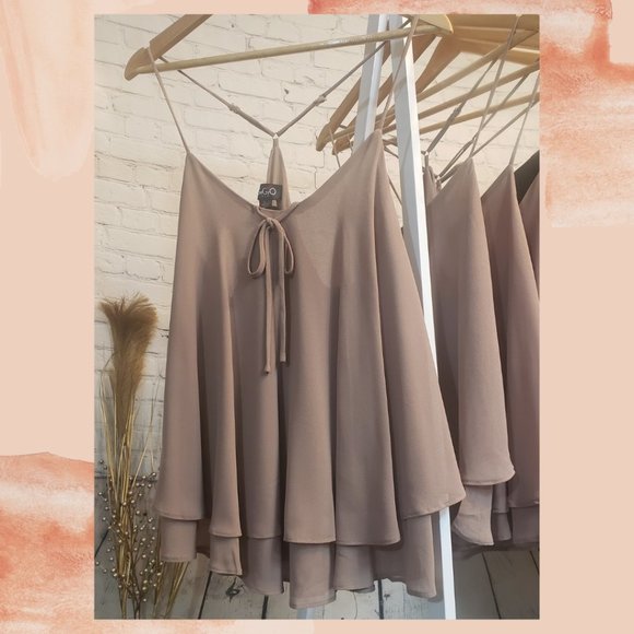 Taylor & Cambria Tops - Layered Razor Back Tank Top (Latte)